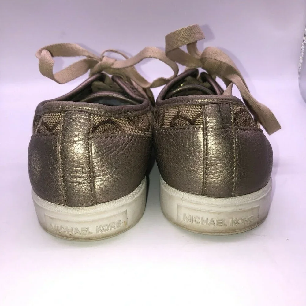 Michael Kors Womens Sz 6 M Lace Up Logo Signature Fashion Shoes Low Top Sneakers